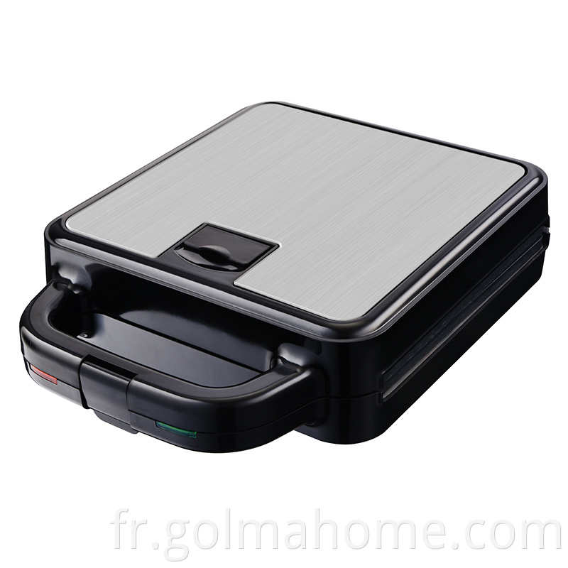 Anbolife 4 tranches de sandwich fabricant avec couvercle en acier inoxydable Grill Sandwich Maker fabricant de gaufre avec plaque détachable